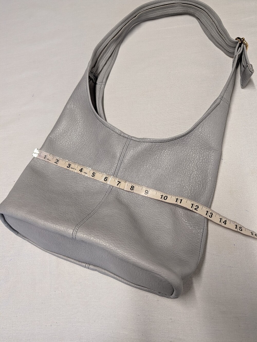 Gray Faux Leather Hobo Bag Shoulder Purse Adjustable Strap Slouchy Pebbled PU - Picture 8 of 9
